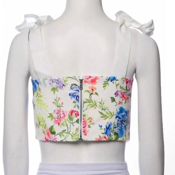 ALICE + OLIVIAFloral Print Square Neckline Crop Top Size Medium NWT - Picture 9 of 11